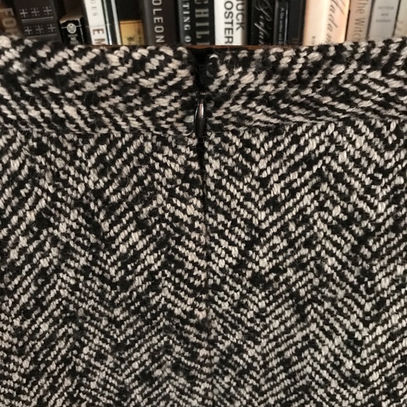 Pink Tartan Black and White Herringbone Wool Full Lined Pencil Skirt 10 Like New - Picture 12 of 16